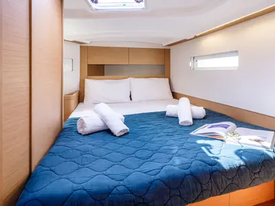 Cabin on Star Rene, a Jeanneau Sun Odyssey 410 sailboat at Municipal Unit of Nea Peramos, Greece