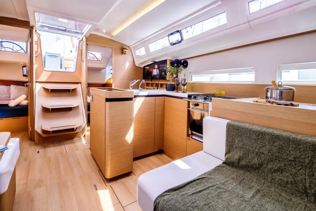 Galley of Star Rene, a Jeanneau Sun Odyssey 410 sailboat at Municipal Unit of Nea Peramos, Greece