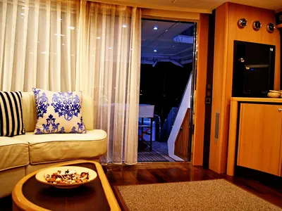 Salon of Noi Quattro, a Abacus 70 motor yacht at Seget Donji, Croatia