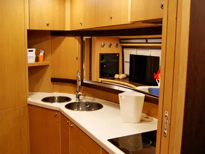 Galley of Noi Quattro, a Abacus 70 motor yacht at Seget Donji, Croatia