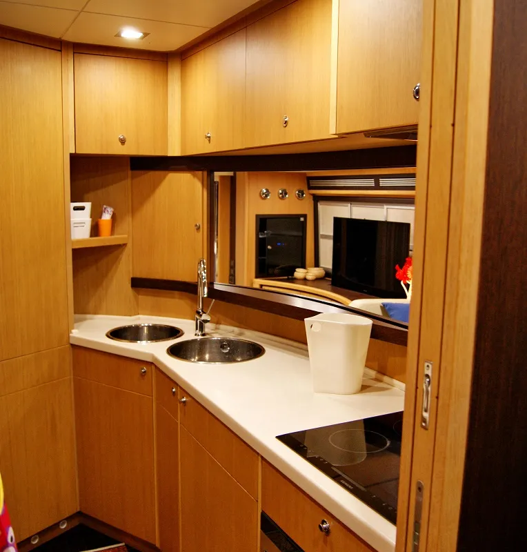 Galley of Noi Quattro, a Abacus 70 motor yacht at Seget Donji, Croatia