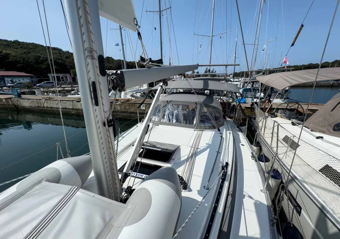 Deck of Hydra, a Bavaria Cruiser 34 sailboat at Grad Pula, Croatia