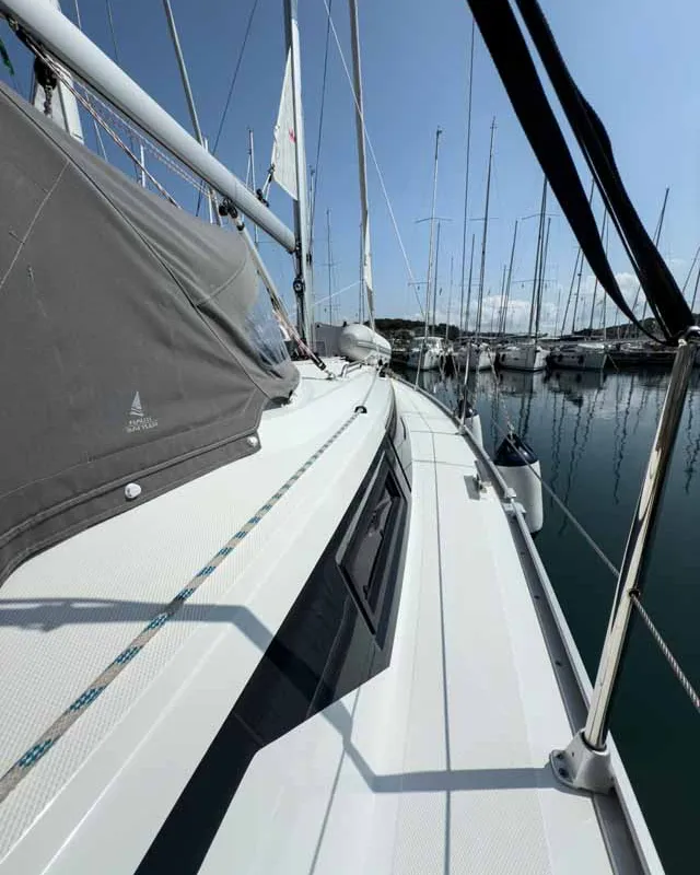 Deck of Hydra, a Bavaria Cruiser 34 sailboat at Grad Pula, Croatia