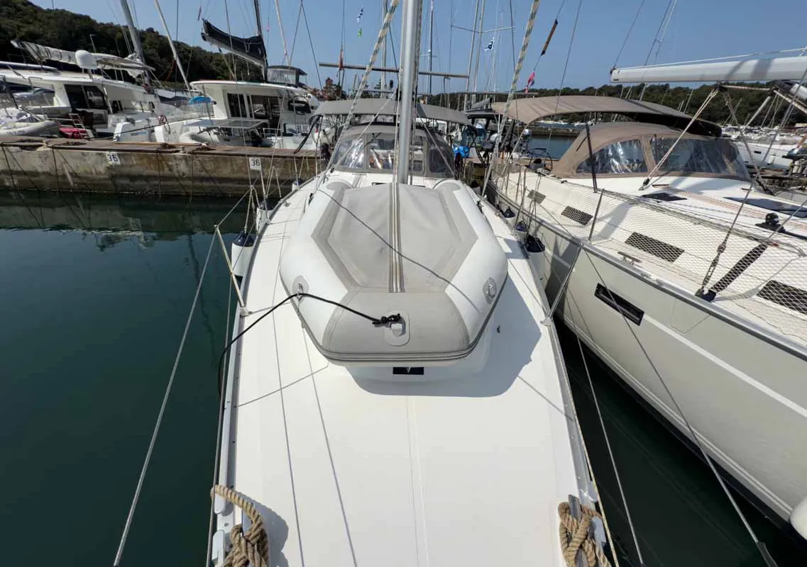 Deck of Hydra, a Bavaria Cruiser 34 sailboat at Grad Pula, Croatia
