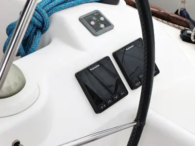 Cockpit of Fun 4 Friends, a Dufour 412 GL sailboat at Primošten, Croatia