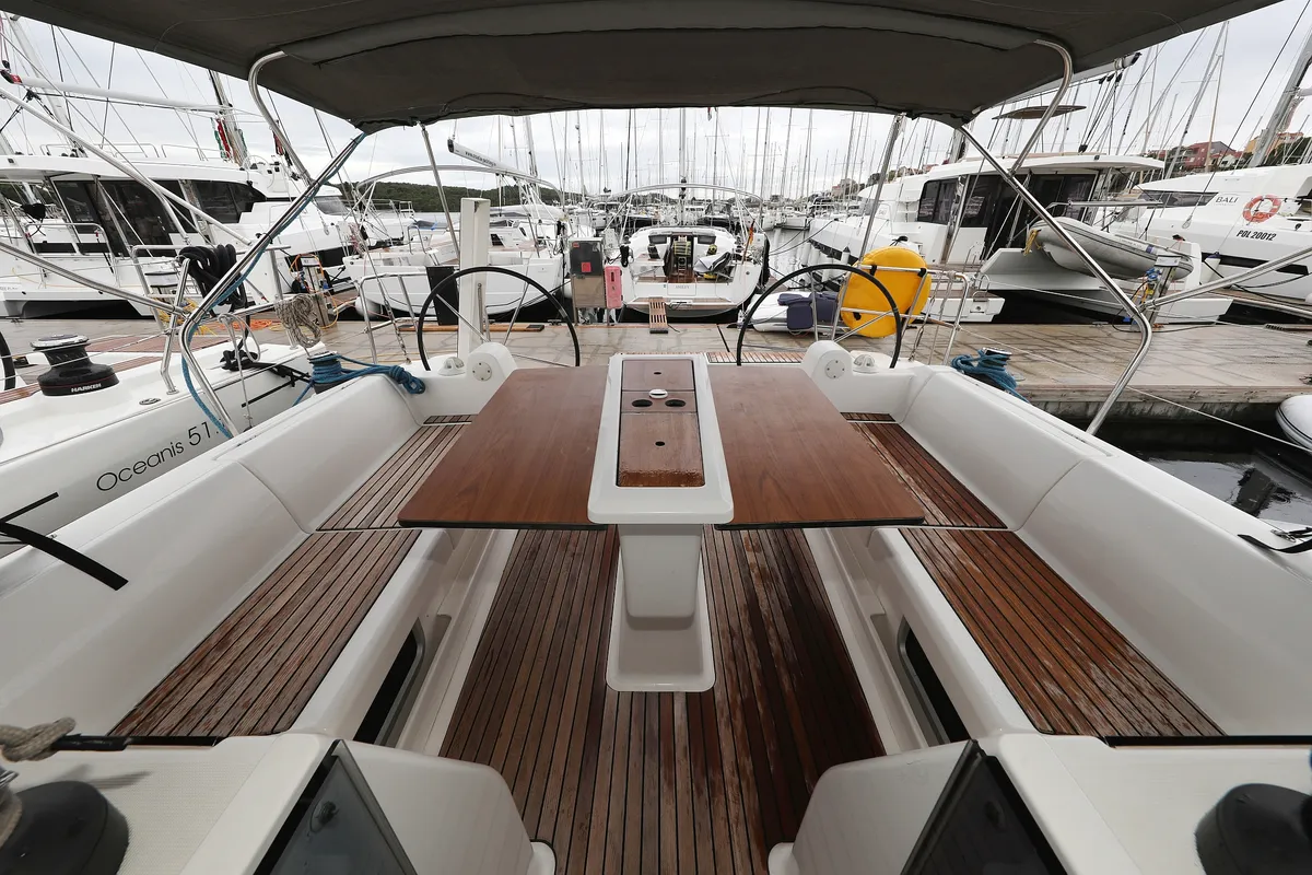 Deck of Fun 4 Friends, a Dufour 412 GL sailboat at Primošten, Croatia