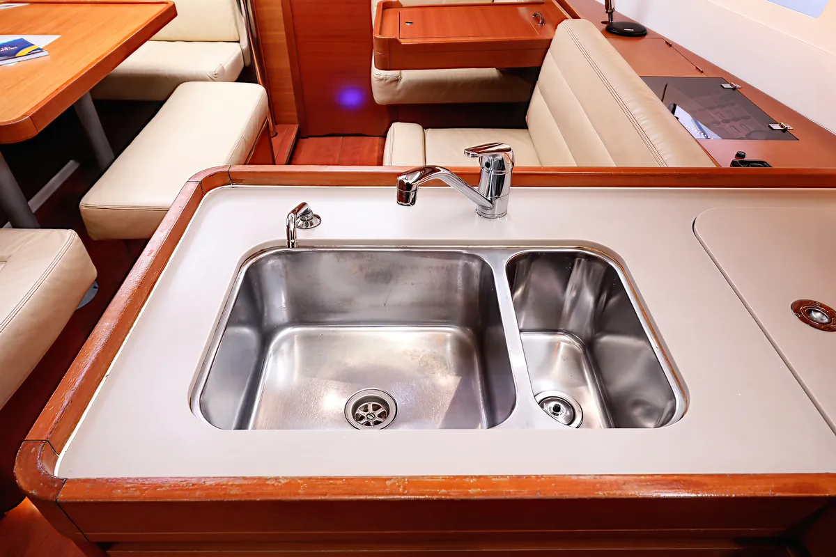 Galley of Fun 4 Friends, a Dufour 412 GL sailboat at Primošten, Croatia