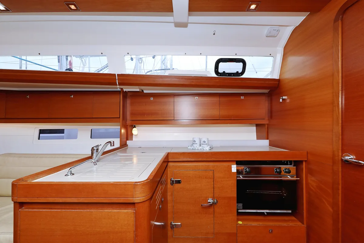 Galley of Fun 4 Friends, a Dufour 412 GL sailboat at Primošten, Croatia