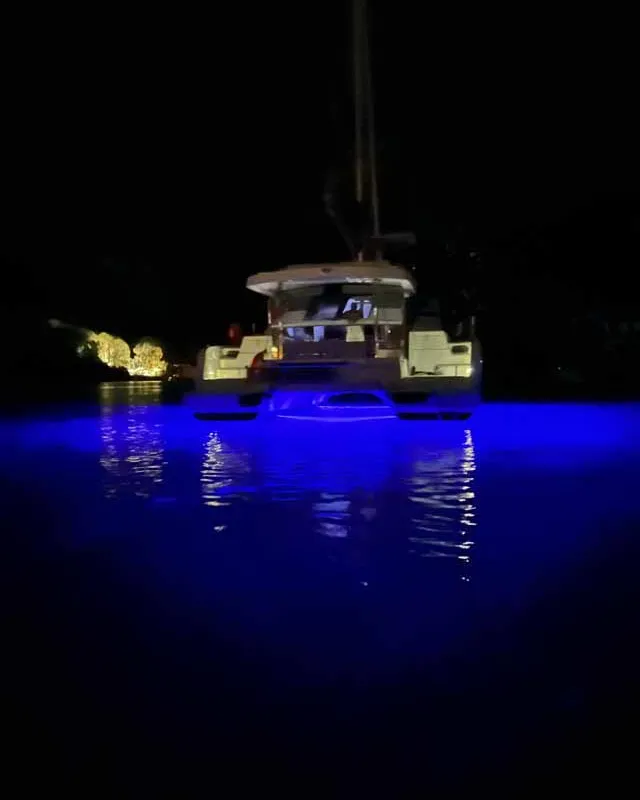 Exterior view of Reve De Vie, a Bali Catspace catamaran at Palma de Mallorca, Spain
