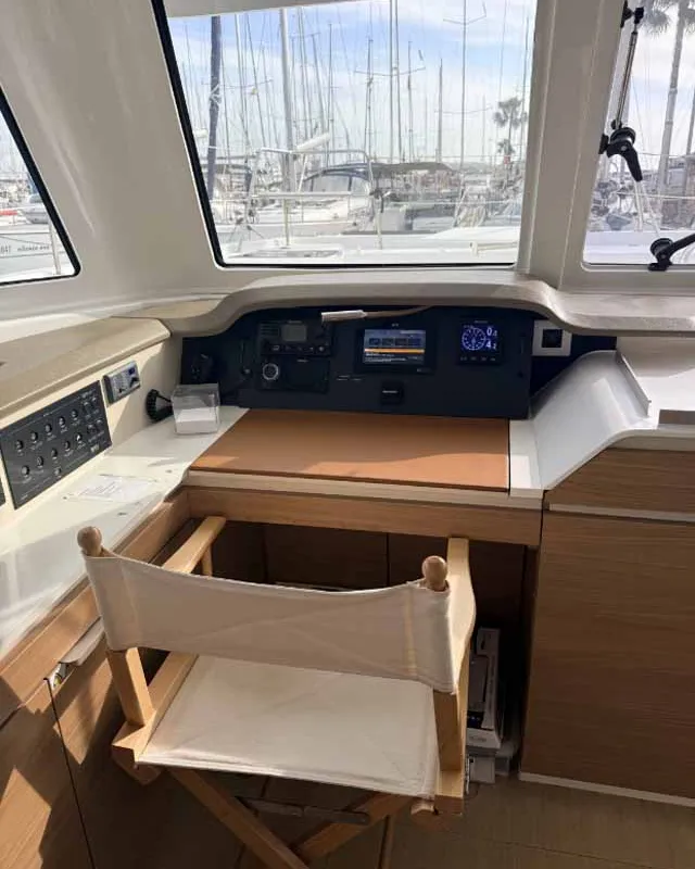 Cockpit of Reve De Vie, a Bali Catspace catamaran at Palma de Mallorca, Spain