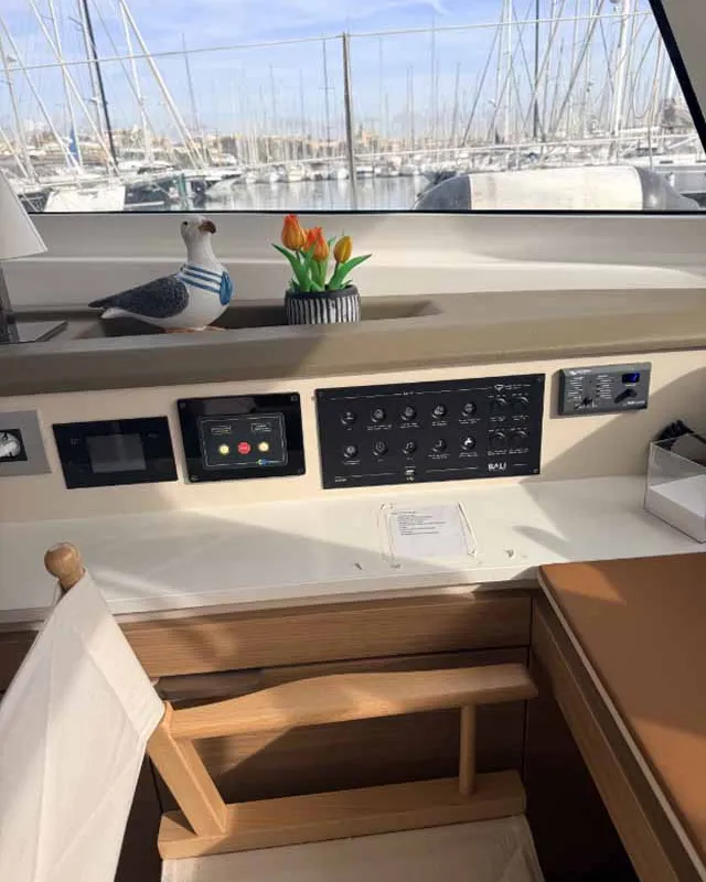 Cockpit of Reve De Vie, a Bali Catspace catamaran at Palma de Mallorca, Spain
