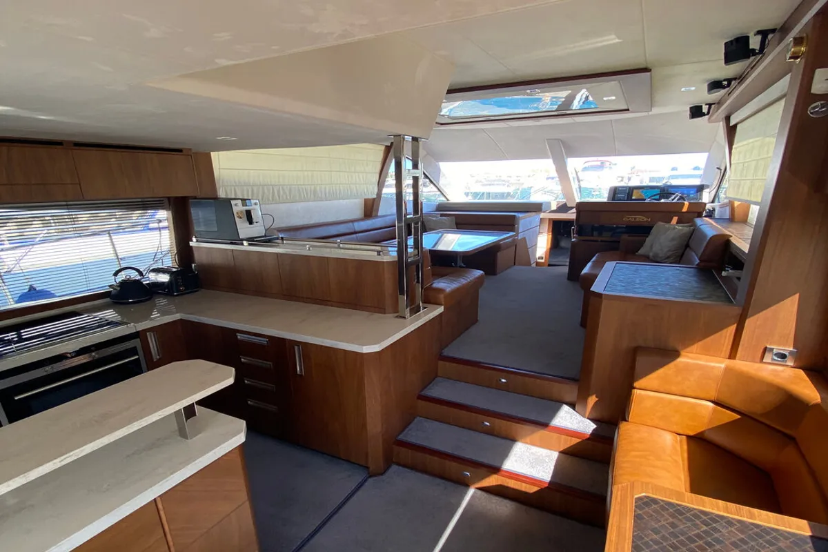 Salon of Gremix, a Galeon 550 Fly motor yacht at Grad Šibenik, Croatia