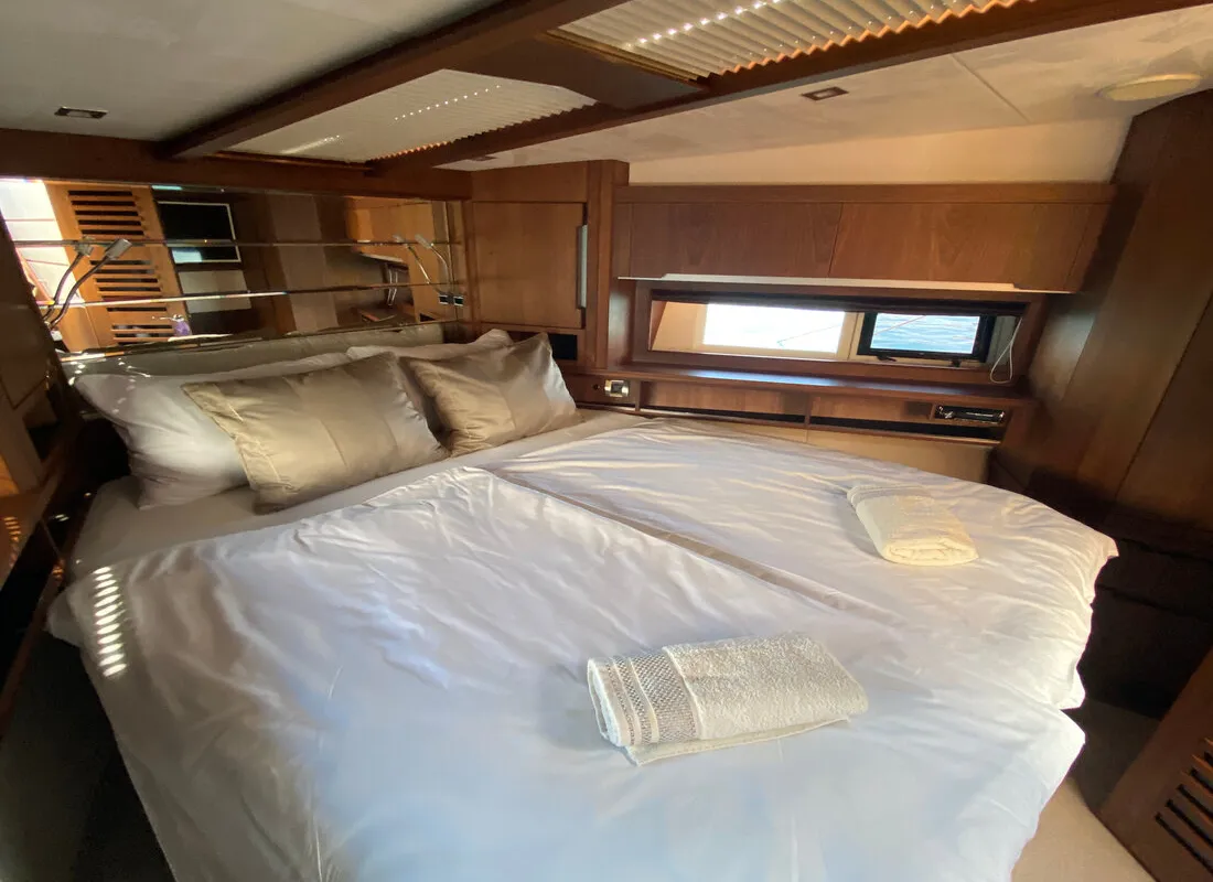 Cabin on Gremix, a Galeon 550 Fly motor yacht at Grad Šibenik, Croatia