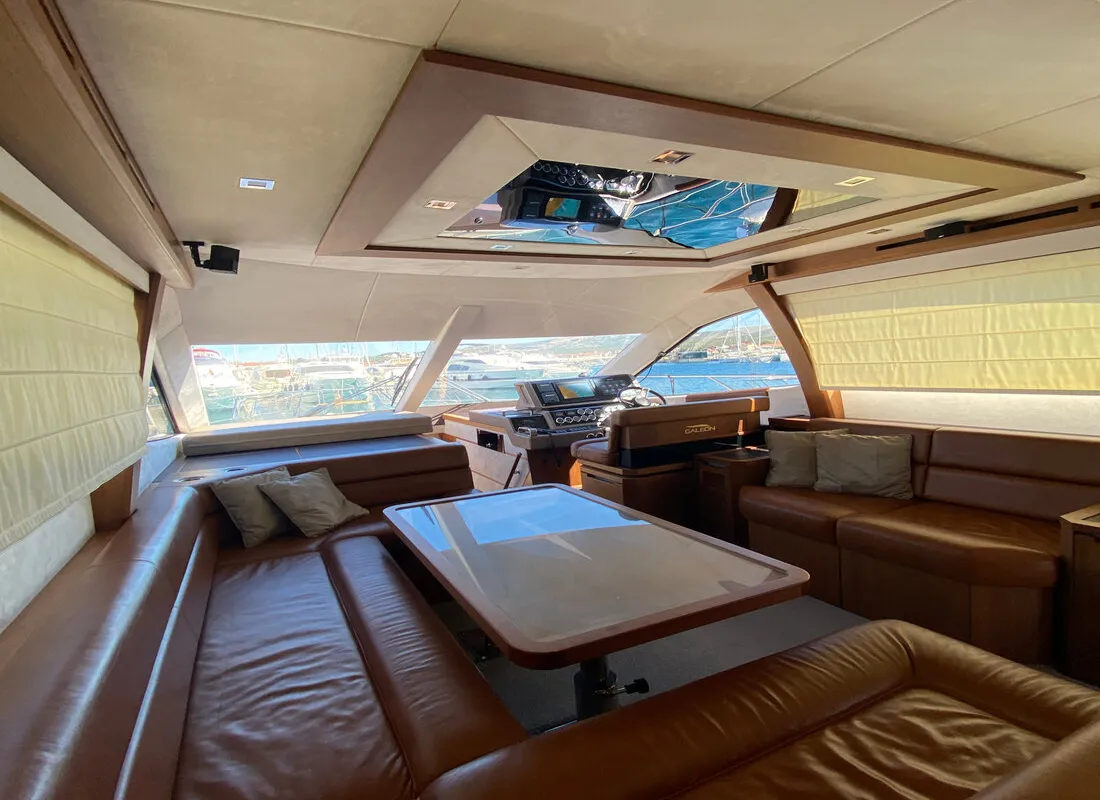 Salon of Gremix, a Galeon 550 Fly motor yacht at Grad Šibenik, Croatia