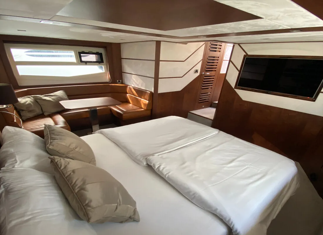 Cabin on Gremix, a Galeon 550 Fly motor yacht at Grad Šibenik, Croatia