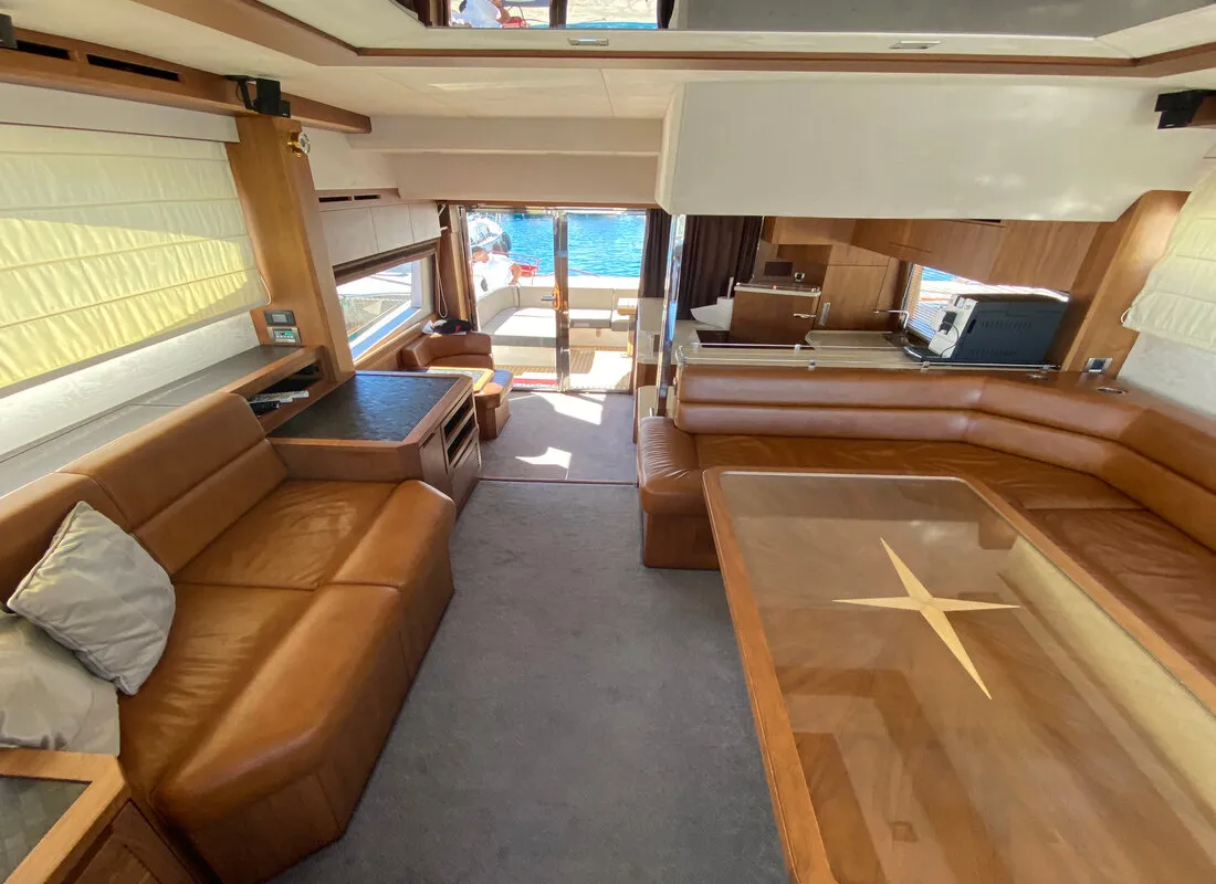Salon of Gremix, a Galeon 550 Fly motor yacht at Grad Šibenik, Croatia