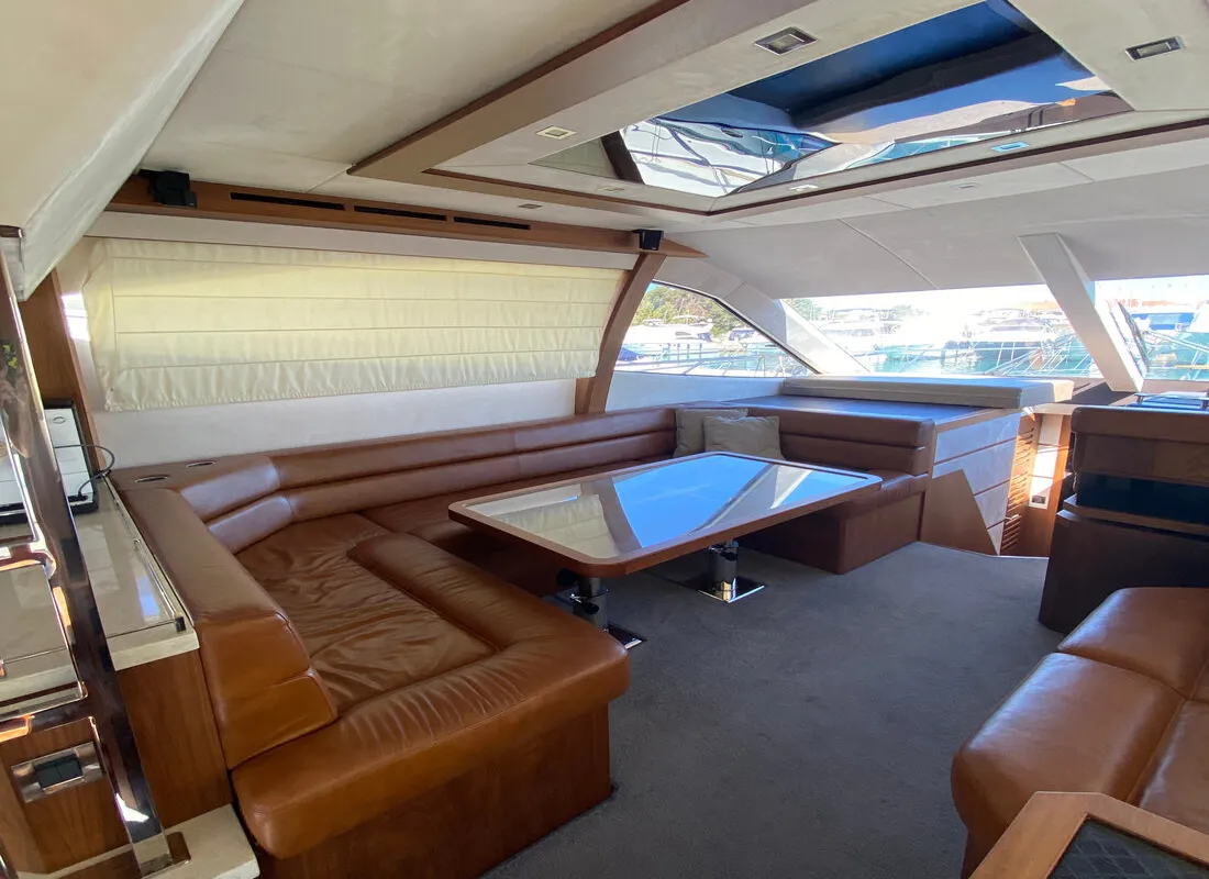 Salon of Gremix, a Galeon 550 Fly motor yacht at Grad Šibenik, Croatia