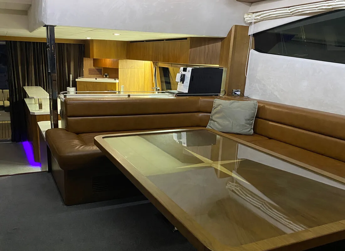 Salon of Gremix, a Galeon 550 Fly motor yacht at Grad Šibenik, Croatia