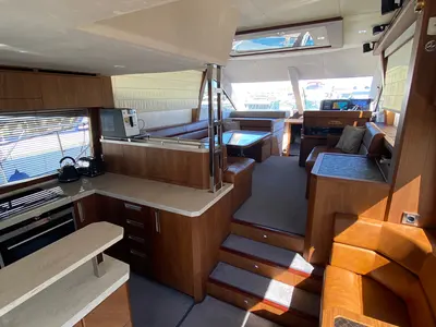 Galley of Gremix, a Galeon 550 Fly motor yacht at Grad Šibenik, Croatia