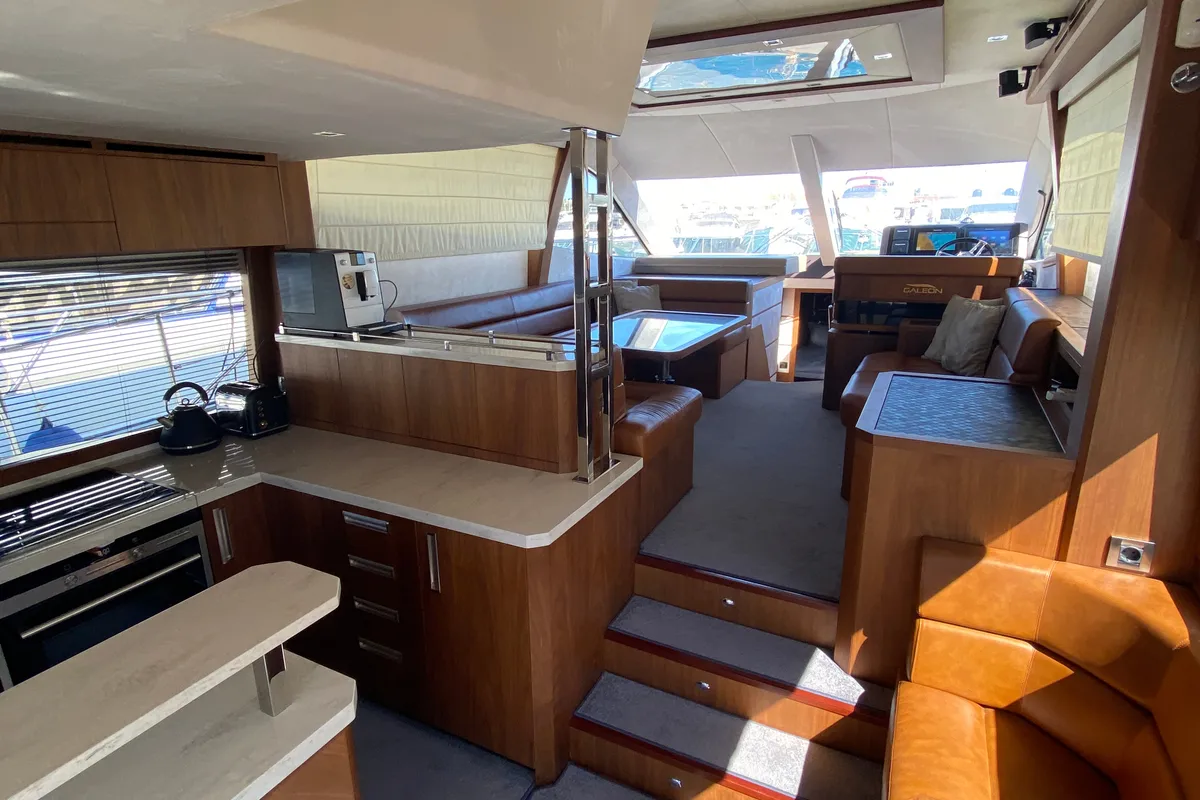 Galley of Gremix, a Galeon 550 Fly motor yacht at Grad Šibenik, Croatia