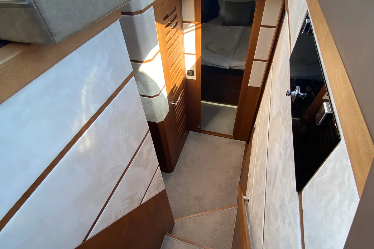 Salon of Gremix, a Galeon 550 Fly motor yacht at Grad Šibenik, Croatia