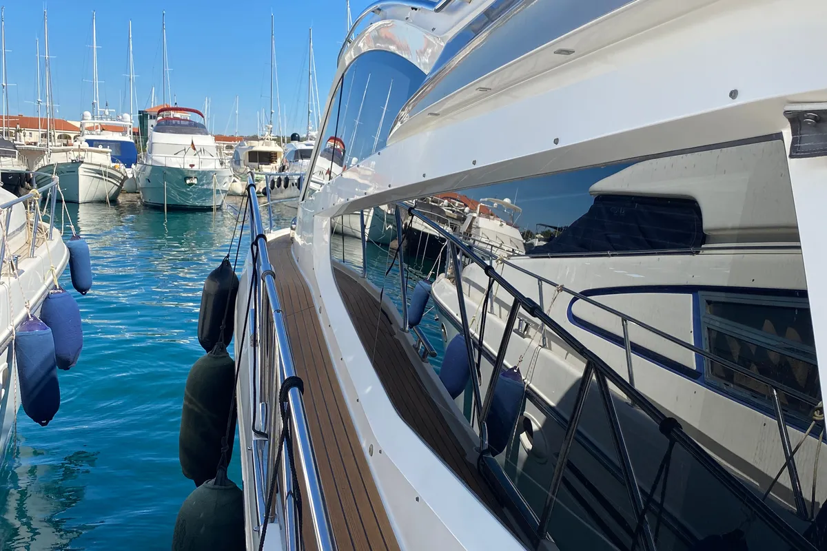 Salon of Gremix, a Galeon 550 Fly motor yacht at Grad Šibenik, Croatia