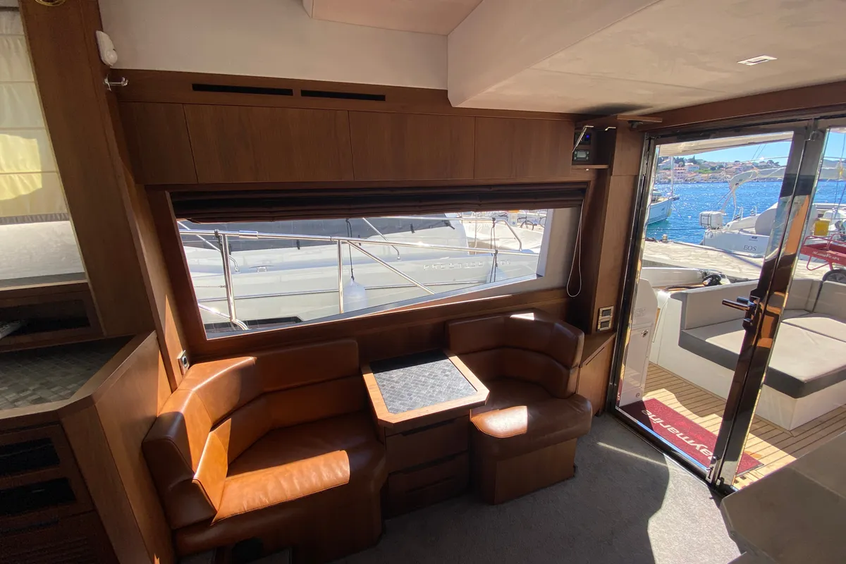 Cockpit of Gremix, a Galeon 550 Fly motor yacht at Grad Šibenik, Croatia