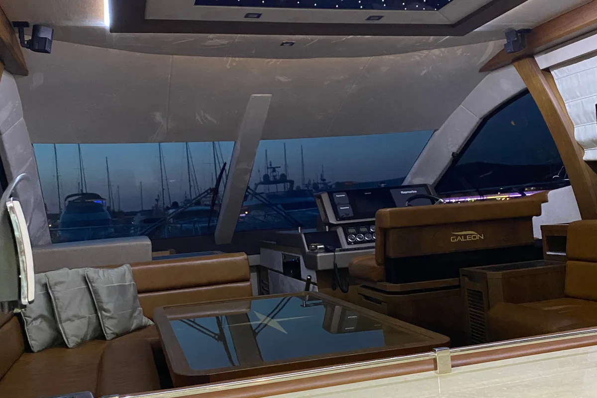 Salon of Gremix, a Galeon 550 Fly motor yacht at Grad Šibenik, Croatia