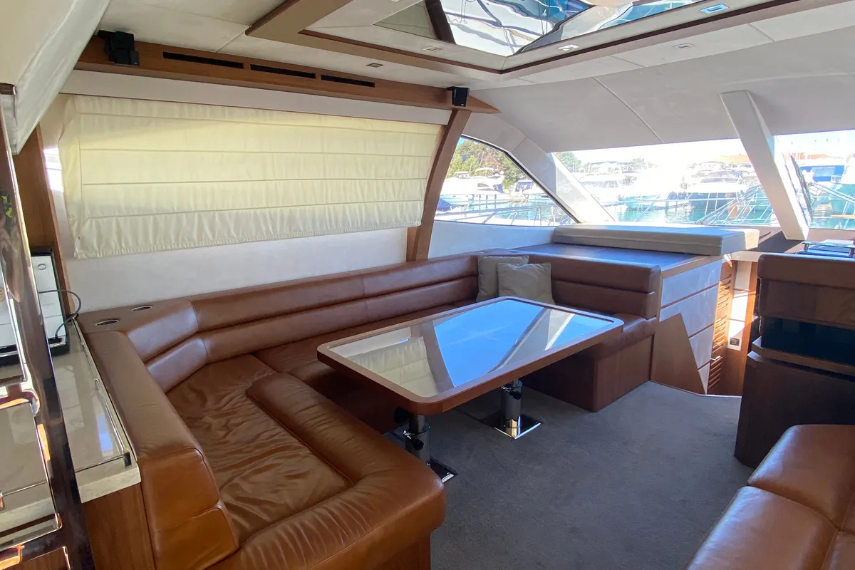 Cockpit of Gremix, a Galeon 550 Fly motor yacht at Grad Šibenik, Croatia