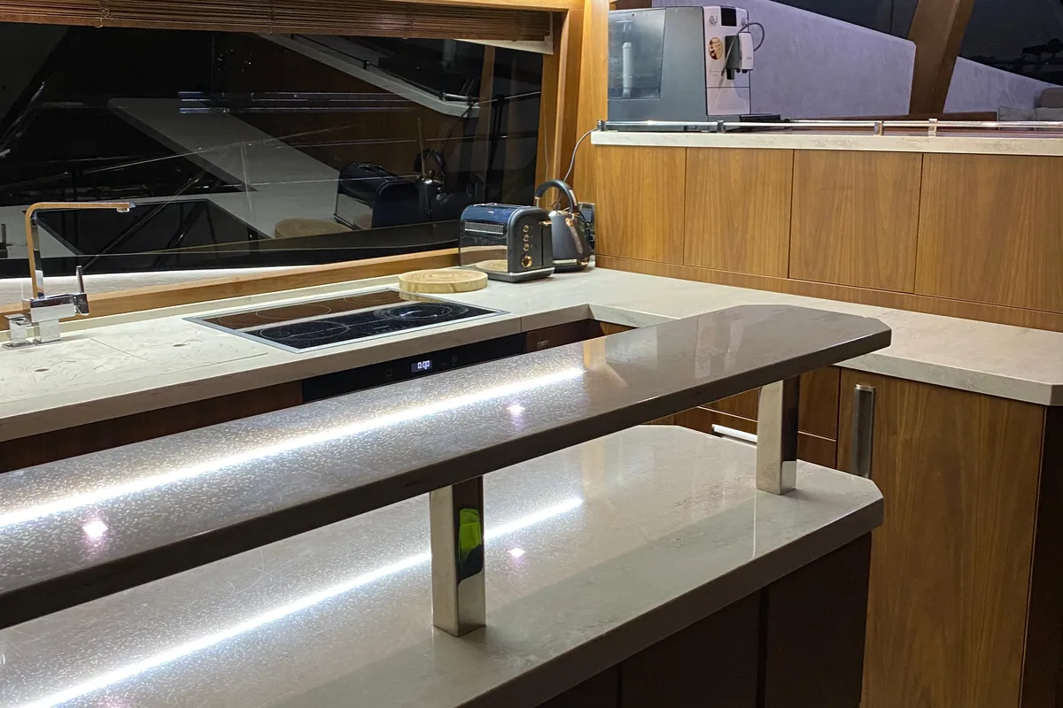 Cabin on Gremix, a Galeon 550 Fly motor yacht at Grad Šibenik, Croatia