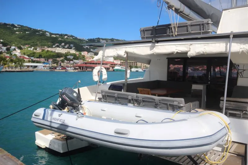 Exterior view of La Belle Vie, a Fountaine Pajot Saona 47 catamaran at Charlotte Amalie, United States