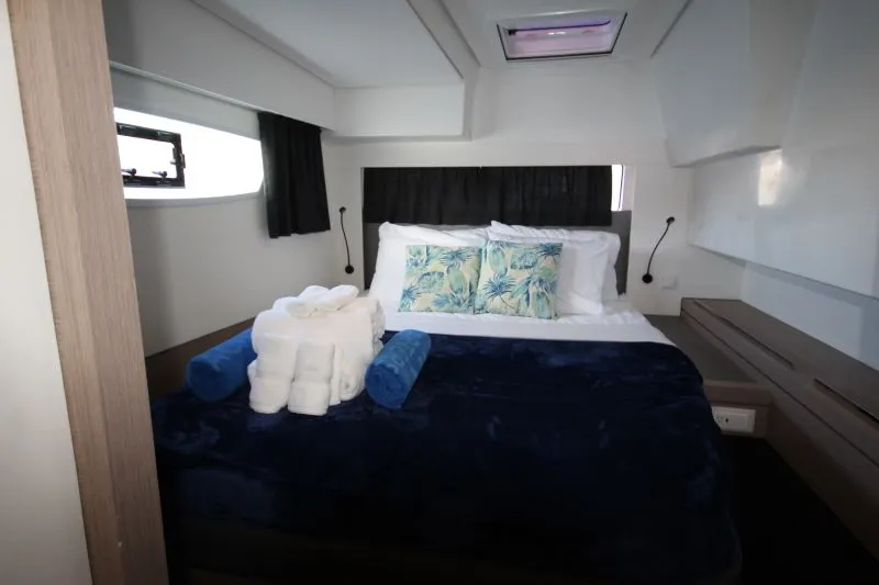 Cabin on La Belle Vie, a Fountaine Pajot Saona 47 catamaran at Charlotte Amalie, United States