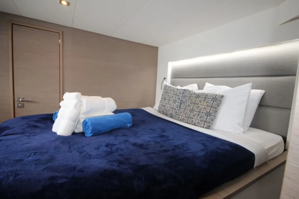 Cabin on La Belle Vie, a Fountaine Pajot Saona 47 catamaran at Charlotte Amalie, United States