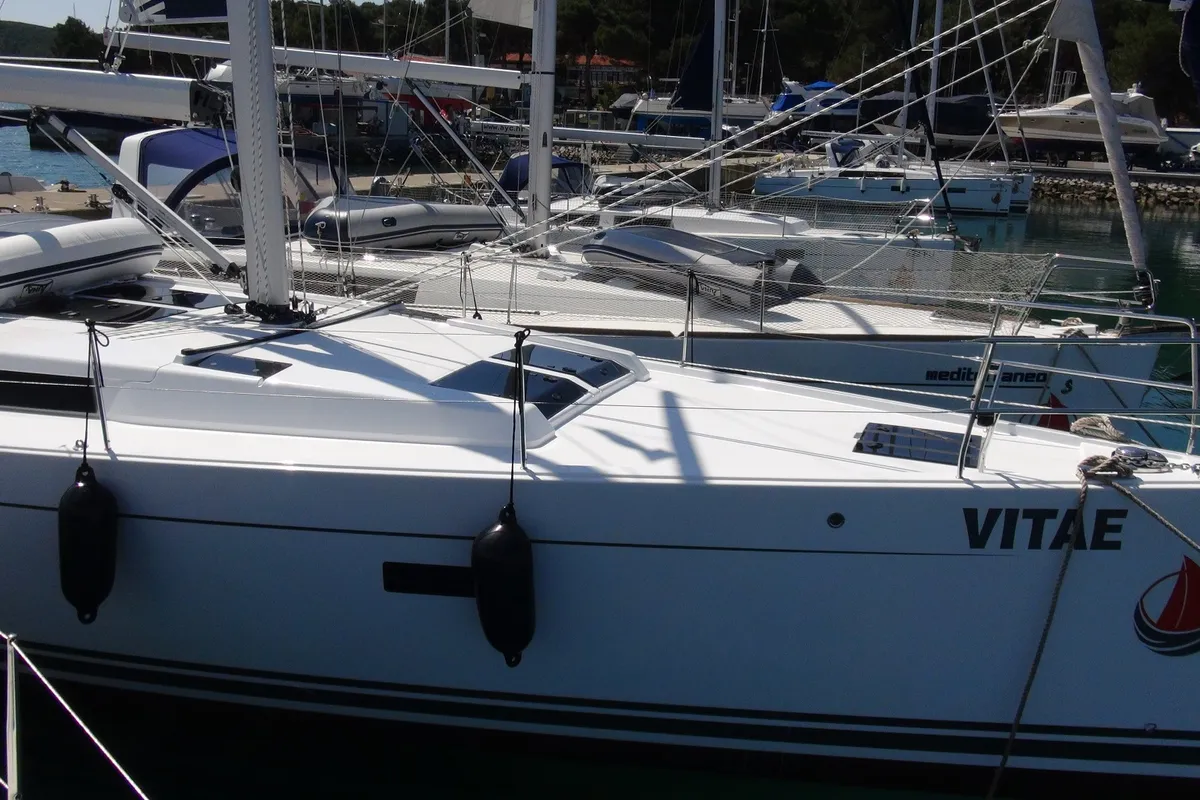 Exterior view of Vitae, a Hanse 455 sailboat at Medulin, Croatia