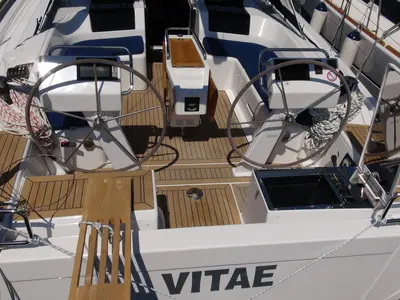 Cockpit of Vitae, a Hanse 455 sailboat at Medulin, Croatia