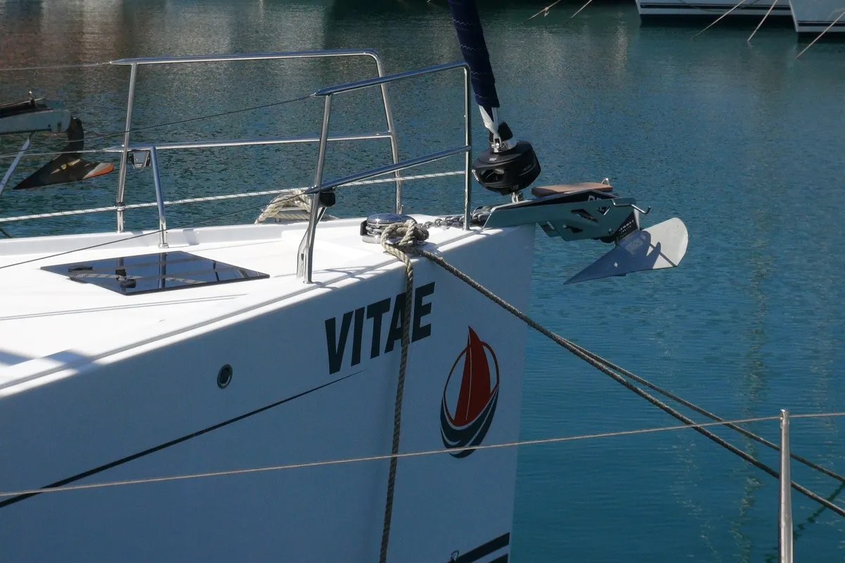 Exterior view of Vitae, a Hanse 455 sailboat at Medulin, Croatia
