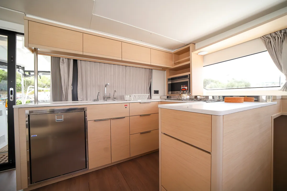 Galley of Sesamo, a Lagoon 46 catamaran at Olbia, Italy