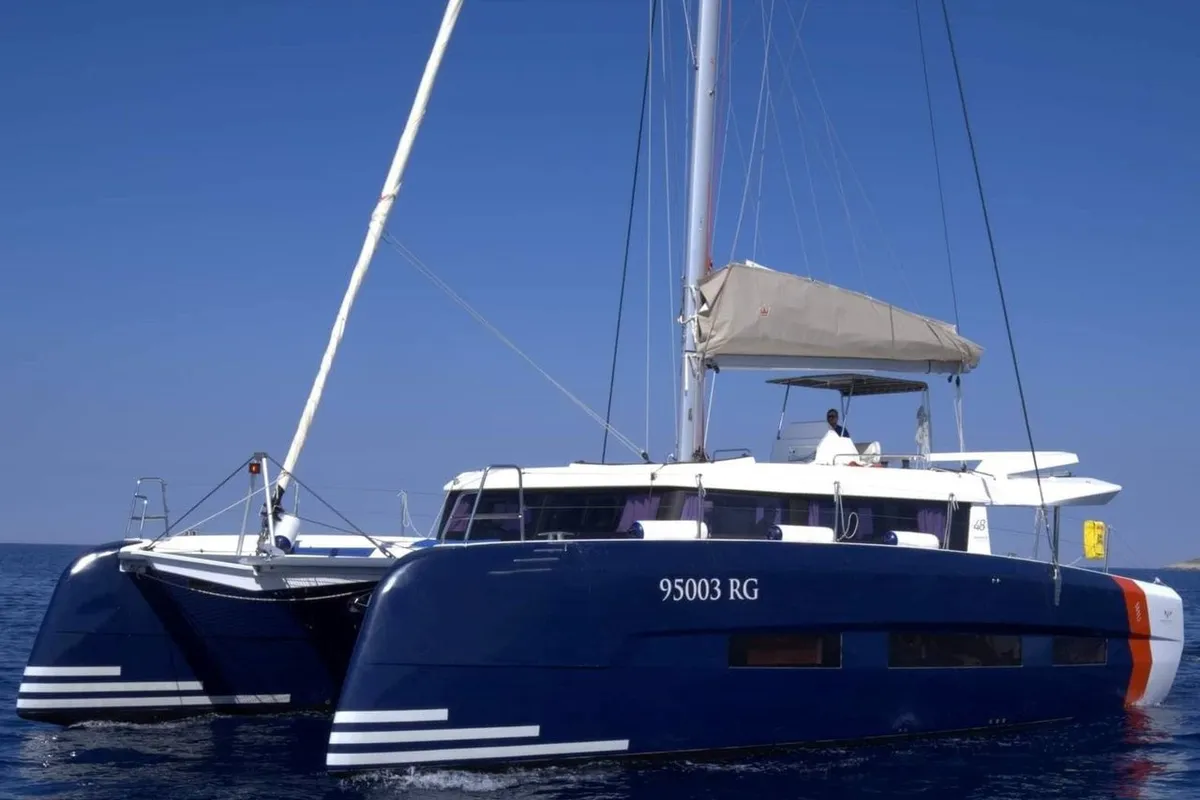 Exterior view of Mark, a Dufour 48 Catamaran catamaran at Primošten, Croatia