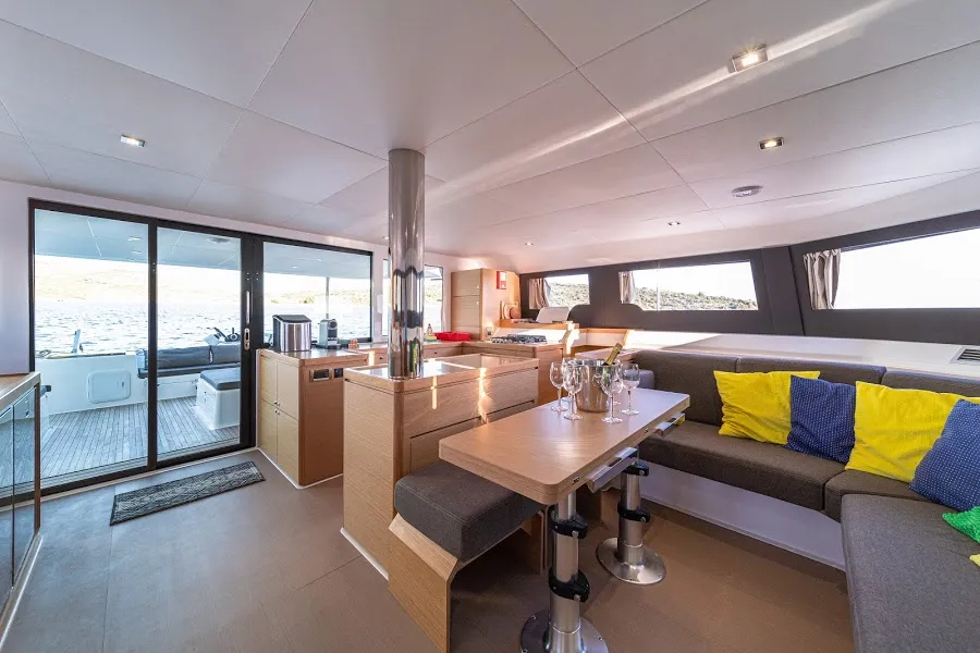 Salon of Mark, a Dufour 48 Catamaran catamaran at Primošten, Croatia