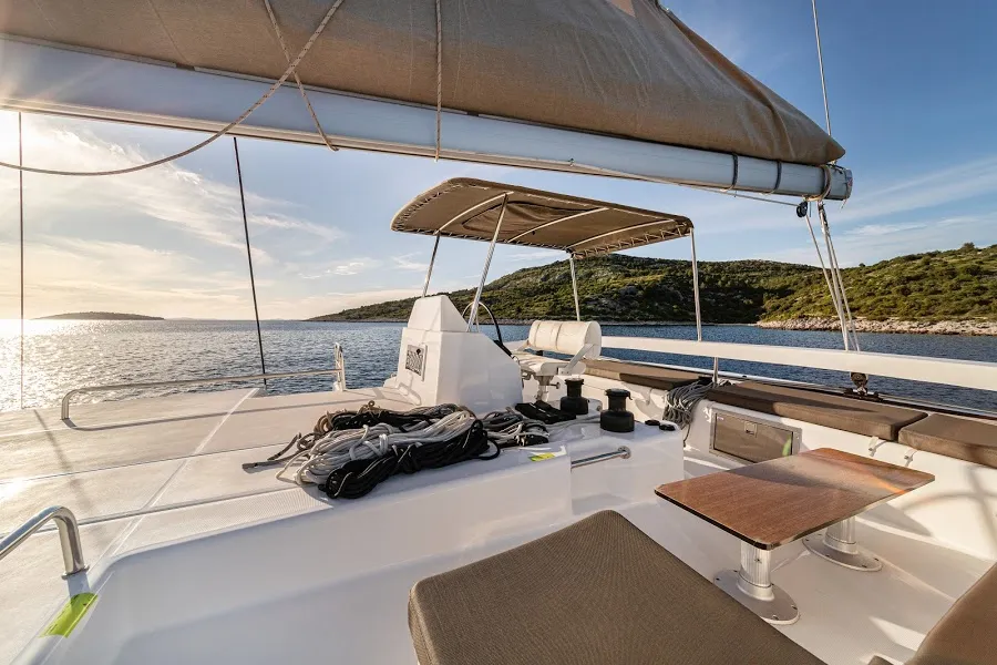 Cockpit of Mark, a Dufour 48 Catamaran catamaran at Primošten, Croatia