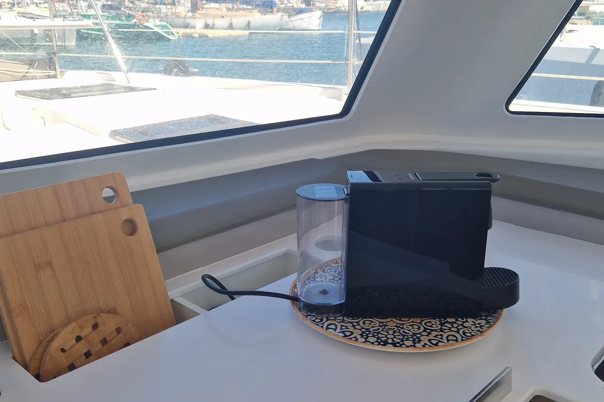 Galley of TURANDOT, a Bali Catspace catamaran at Sant Antoni de Portmany, Spain