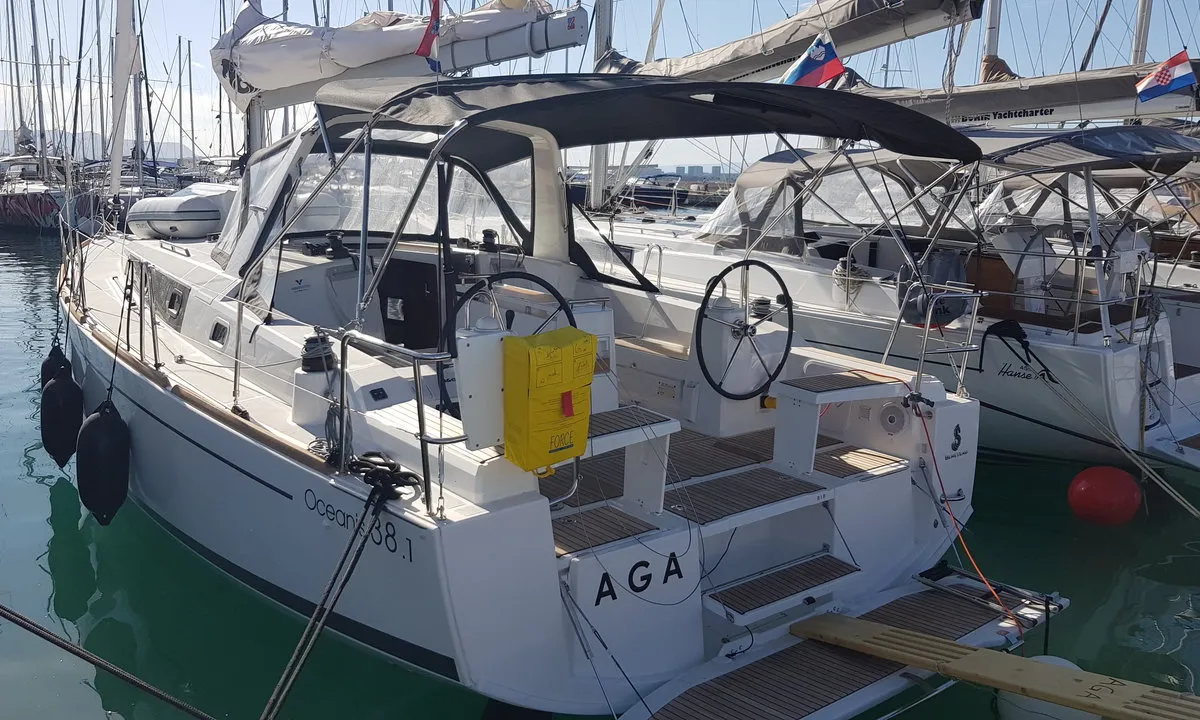Aga, a Beneteau Oceanis 38.1 sailboat at Grad Biograd na Moru, Croatia