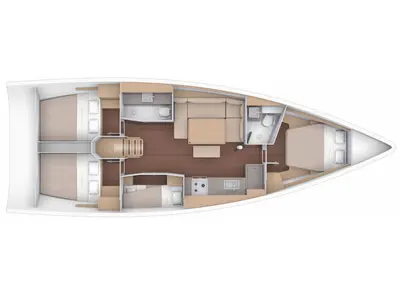 Floor plan of Alma Libre X, a Dufour 430 sailboat at Municipal Unit of Lefkada, Greece