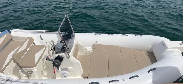 Cockpit of Cap 570, a Capelli Tempest 570 motorboat at Porto Cervo, Italy