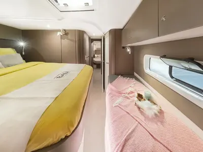 Cabin on Hasta La Vista, a Bali Catspace catamaran at Grad Šibenik, Croatia