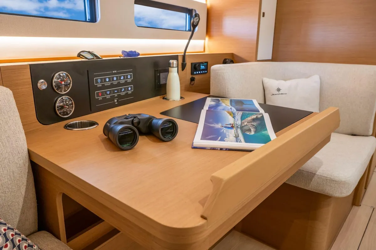 Salon of Akita, a Jeanneau Sun Odyssey 415 sailboat at Kontokali, Greece