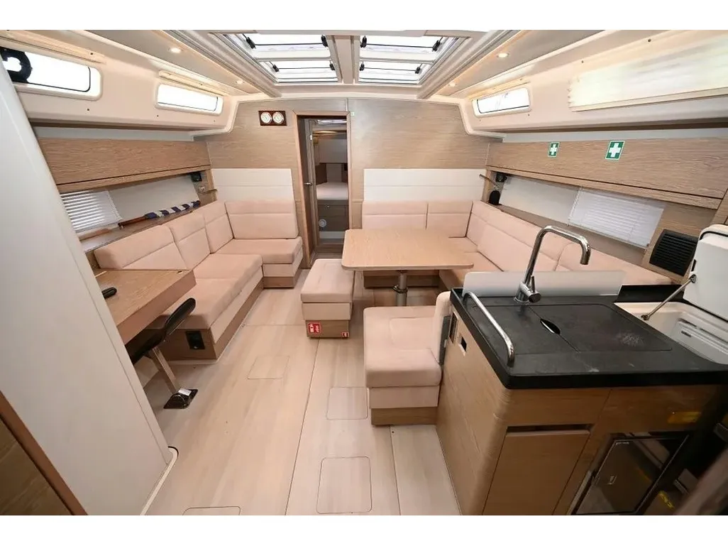 Salon of Foxtrot, a Hanse 458 sailboat at Athens, Greece