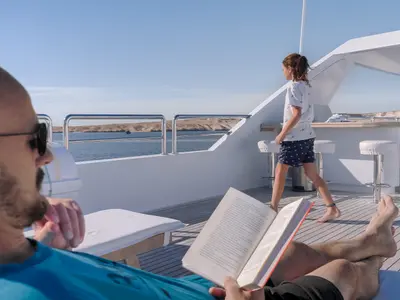 Deck of Seven Spices, a Gulet Luxury Motor Yacht motor yacht at El Gouna, Egypt