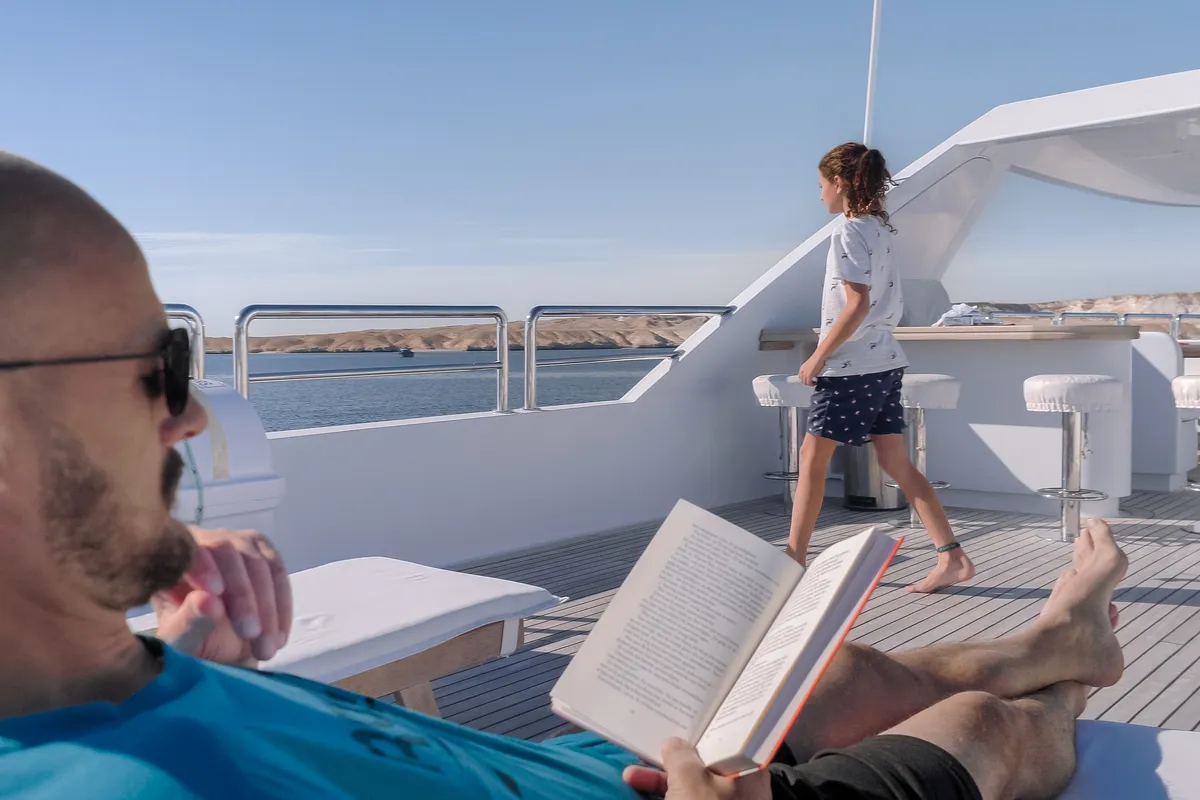 Deck of Seven Spices, a Gulet Luxury Motor Yacht motor yacht at El Gouna, Egypt