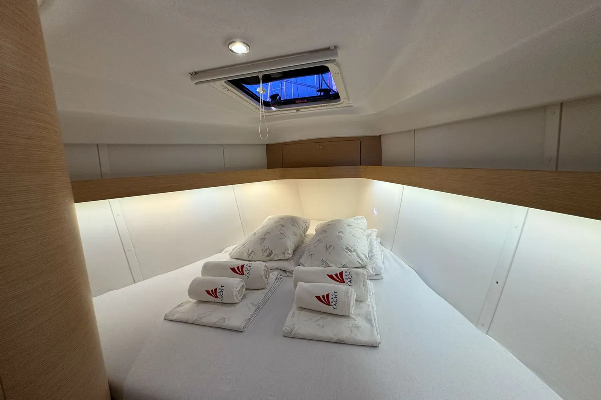Cabin on Maloi, a Elan Impression 40 sailboat at Biograd na Moru, Croatia